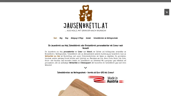 Website Screenshot: Jausenbrettl.at - Jausenbrett aus Holz - Brotzeitbrett mit Gravur - Schneidebrett - Date: 2023-06-26 10:26:27