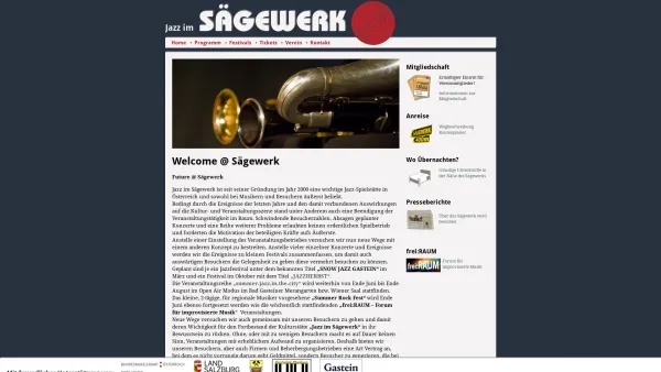 Website Screenshot: Jazz Sägewerk Bad Hofgastein Sepp Grabmaier - Welcome @ Sägewerk | Jazz im Sägewerk - Date: 2023-06-23 12:04:17