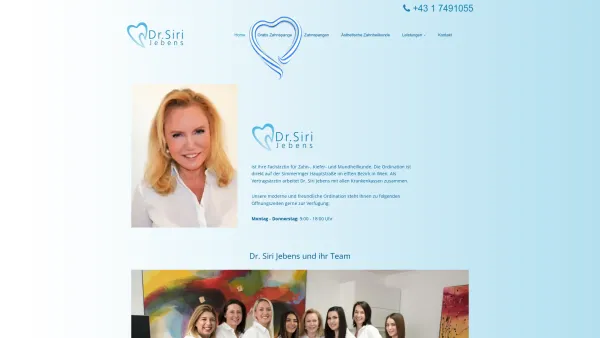 Website Screenshot: Dr. Siri Lugner-Jebens - Dr. Siri Jebens - Zahnarzt 1110 Wien - Date: 2023-06-14 10:38:01
