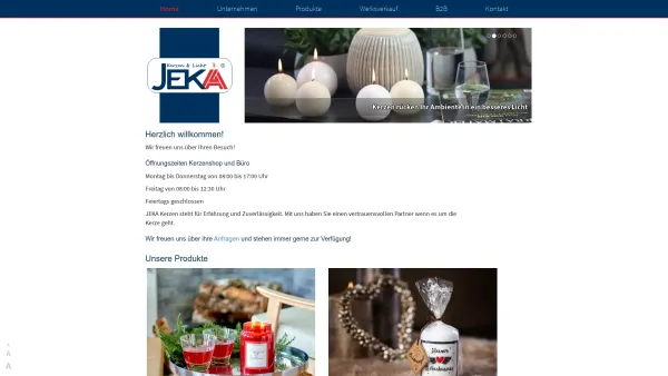 Website Screenshot: Drauch Handelsgesellschaft JEKA Kerzen - JEKA Kerzen || Home - Date: 2023-06-23 12:04:17