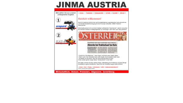 Website Screenshot: Die Car-Agentur - ecopard, JINMA, Kleintraktoren, Kompakttraktoren, Schlepper, Anbaugeräte, ECO Systems - Date: 2023-06-15 16:02:34