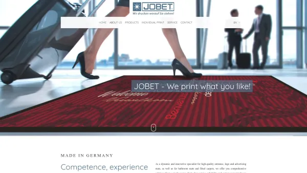 Website Screenshot: JOBET - Logomatten  Fussmatten selber gestalten - Home - JOBET GmbH - Date: 2023-06-23 12:04:20