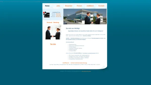 Website Screenshot: Job Match Unternehmensberatung Ing. Mag. Johann Peters - Date: 2023-06-23 12:04:20