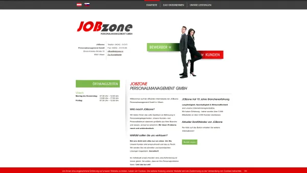 Website Screenshot: JOBzone Personalmanagement GmbH - Zeitarbeit - JOBzone Personalmanagement GmbH in Villach - Date: 2023-06-23 12:04:20