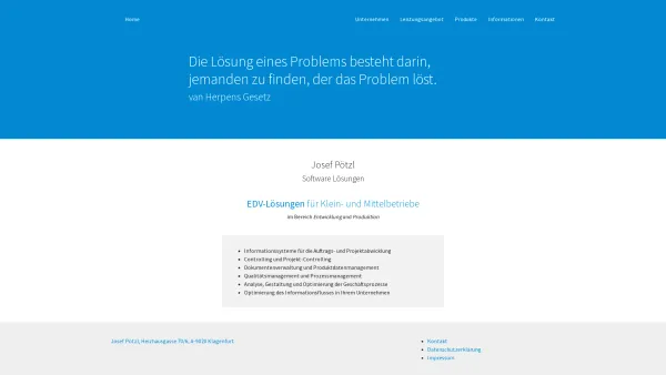Website Screenshot: Josef Pötzl Software Lösungen - Josef Pötzl Software Lösungen - Josef Pötzl Software Lösungen ~ Informationssysteme - Date: 2023-06-23 12:04:20
