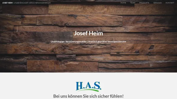 Website Screenshot: H.A.S. Josef He unabhängiges Versicherungsmaklerbüro Uderns Zillertal - H.A.S. Josef Heim, unabhängiger Versicherungsmakler - Zillertal, Tirol - Date: 2023-06-23 12:04:20