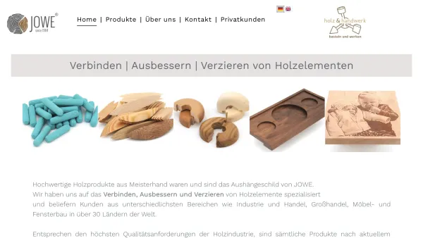 Website Screenshot: JOWE Holzdübel - JOWE Jungwirth - Holzdübel | Rundstäbe | Holzelemente - Date: 2023-06-23 12:04:22