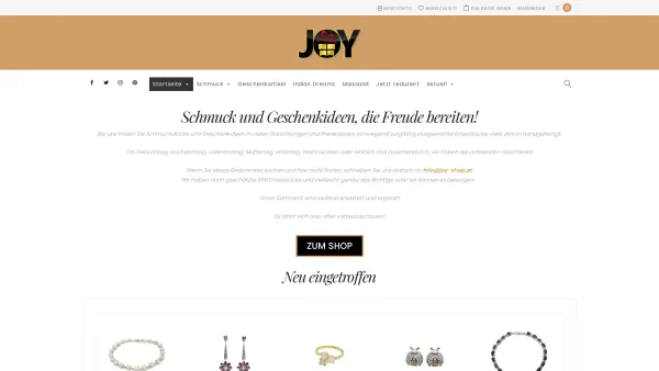 Website Screenshot: JOY - JOY - Schmuck & Geschenkideen ? die Freude bereiten! - Date: 2023-06-26 10:26:27