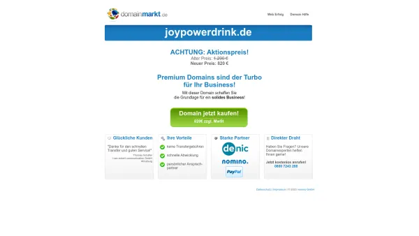 Website Screenshot: Joy-Powerdrink - joypowerdrink.de jetzt kaufen! - Date: 2023-06-23 12:04:22