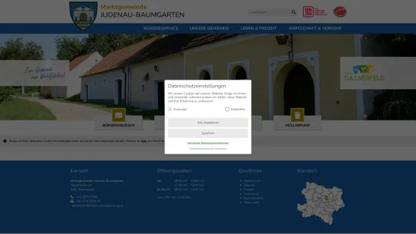 Website Screenshot: Marktgemeinde Judenau-Baumgarten - Judenau-Baumgarten - GEM2GO WEB - Startseite - Date: 2023-06-23 12:04:22