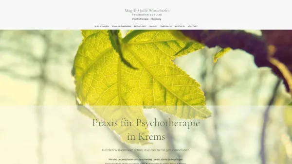 Website Screenshot: Mag. FH Julia Wiesenhofer, Psychotherapie Krems - PSYCHOTHERAPIE KREMS | Psychotherapeutin Julia Wiesenhofer in Krems - Date: 2023-06-23 12:04:22