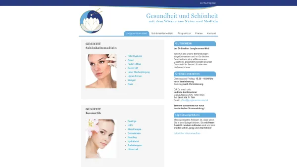 Website Screenshot: Dr. Ludmila Zahlbruckner, Ordination Jungbrunnen-med - Akupunktur, Botox, Hyaluron, Hyaluron, Faltenunterspritzungen - 1050 Wien - Date: 2023-06-23 12:04:23