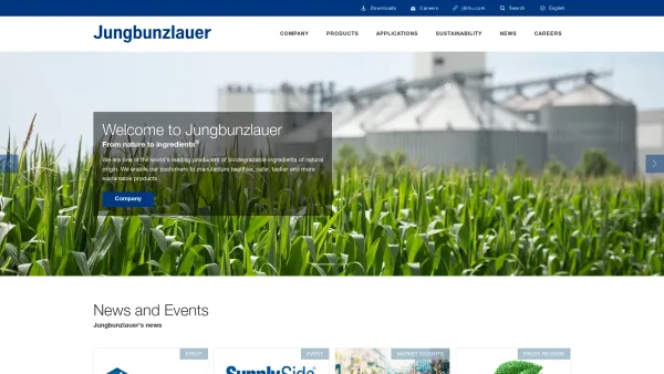 Website Screenshot: Jungbunzlauer GmbH - Jungbunzlauer | From nature to ingredients - Date: 2023-06-23 12:04:23