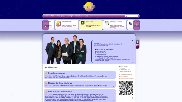 Website Screenshot: JUPITER Wirtschaftstreuhand GmbH, Buchprüfungs und Steuerberatungsgesellschaft, - JUPITER Wirtschaftstreuhand GmbH - Date: 2023-06-14 10:37:52