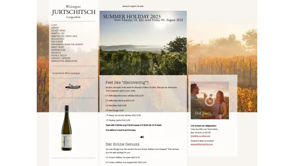Website Screenshot: weingut jurtschitsch sonnhof langenlois design and concept by thelounge interactive design - Weingut Jurtschitsch - Langenlois - . - Date: 2023-06-23 12:04:25