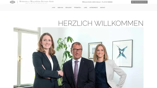 Website Screenshot: Rechtsanwälte Burmann Wallnöfer Bacher Startseite - Rechtsanwälte in Innsbruck - Wallnöfer & Suitner - Date: 2023-06-23 12:04:25