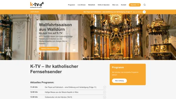 Website Screenshot: K-TV Ihr Fernsehsender für Kirche und Kultur INDEX - Startseite - K-TV - Date: 2023-06-23 12:04:25