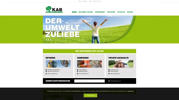 Website Screenshot: KAB Kärntner Abfallbewirtschaftung GmbH. - KAB Kärntner Abfallbewirtschaftung GmbH - Entsorgung - Kärnten - Klagenfurt - Villach - Wolfsberg - Völkermarkt - St. Veit - Feldkirchen - Spittal - Hermagor - Start - Date: 2023-06-23 12:04:25