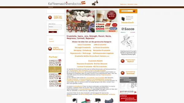 Website Screenshot: www.kaffeemaschinendoctor.at Elektrogeräte und Kaffeeautomatenservice Schmerbeck - Ersatzteile, Saeco, Jura, Delonghi, Pavoni, Necta, Nespresso, Carimali, Reparatur - Date: 2023-06-23 12:04:27