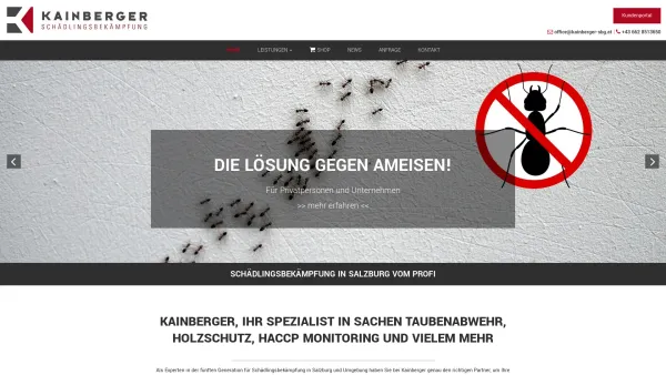 Website Screenshot: Eduard Kainberger Gesellschaft www.kainberger.sbg.at - Schädlingsbekämpfung Salzburg - Kainberger GmbH - Date: 2023-06-23 12:04:28