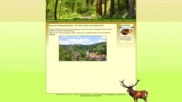 Website Screenshot: Josef WILDSPÄZIALITÄTEN Kainrath - Startseite: Wildspezialitäten Josef Kainrath - Ein Stück Natur aus Österreich - Date: 2023-06-15 16:02:34