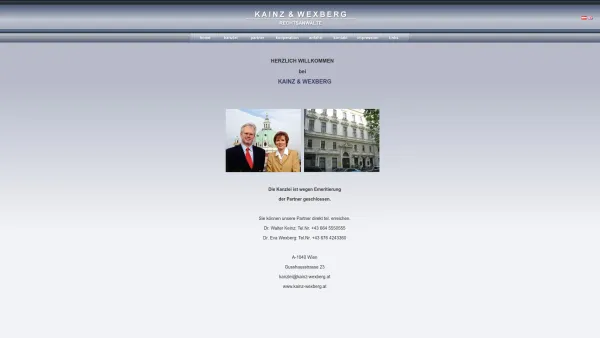 Website Screenshot: Kainz-Wexberg Rechtsanwälte Gusshausstraße 23 A-1040 Wien - Kainz-Wexberg: Home - Date: 2023-06-23 12:04:28