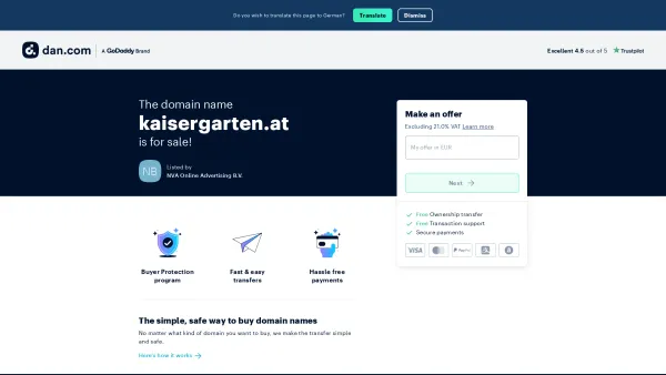 Website Screenshot: Weinhaus Kaisergarten Kellerei und Unbenanntes Dokument - The domain name kaisergarten.at is for sale - Date: 2023-06-23 12:04:31