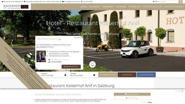 Website Screenshot: ***Hotel-Restaurant Kaiserhof Anif-Niederalm bei Salzburg Richard Absenger e.U. - Hotel und Restaurant in Salzburg - Kaiserhof Anif - Date: 2023-06-14 10:37:29
