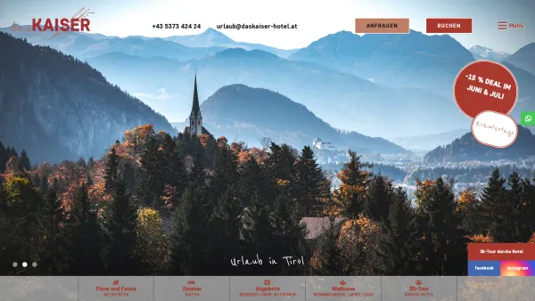 Website Screenshot: Peter Urlaub Ferien Kaiserhotel Ebbs Tirol Oesterreich Tyrol Austria - ▷ Hotels ⇒ Hotel Ebbs - dasKAISER - Date: 2023-06-23 12:04:31