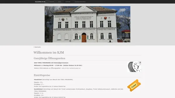 Website Screenshot: KJM KAISERJÄGERMUSEUM INNSBRUCK BERGISEL TIROL - Willkommen im KJM - kaiserjaegermuseum.org - Date: 2023-06-23 12:04:31