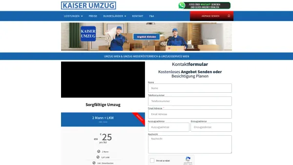 Website Screenshot: Kaiser Umzug wien - Umzug Wien & Umzug Niederösterreich - Kaiser Umzug Wien & Niederösterreich - Date: 2023-06-26 10:26:30