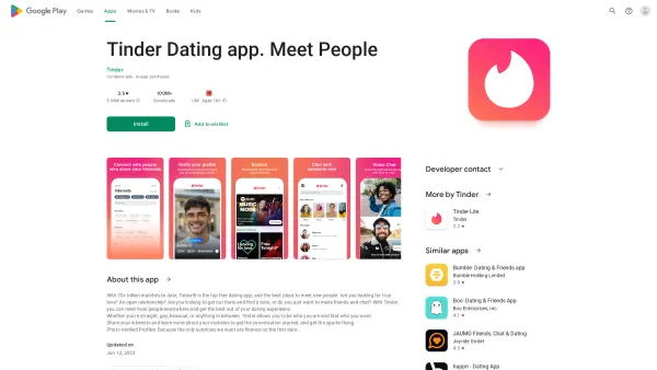 Website Screenshot: Tischlerei Kalhamer - Tinder Dating app. Meet People - Apps on Google Play - Date: 2023-06-23 12:04:31