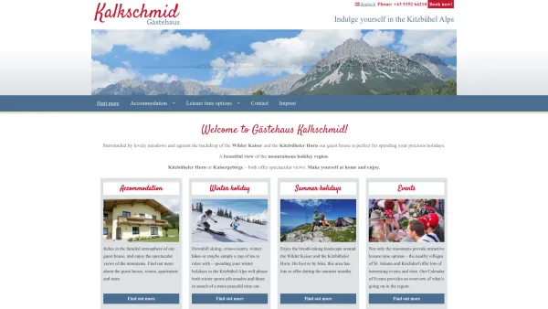 Website Screenshot: Gästehaus Kalkschmid - Welcome to Gästehaus Kalkschmid! - Gästehaus Kalkschmid - Date: 2023-06-23 12:04:31