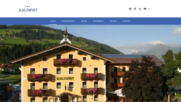 Website Screenshot: Gasthof Restaurant Appartments Kalswirt - Home - Appartements-Restaurant Kalswirt - Kirchberg in Tirol - Date: 2023-06-23 12:04:31