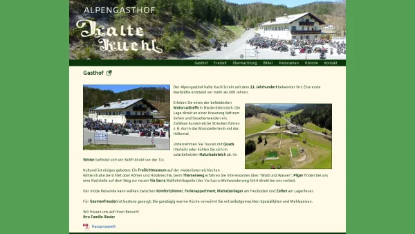 Website Screenshot: ALPENGASTHOF KALTE KUCHLbei Fam. Elfi und Klaus Rieder!              - Alpengasthof Kalte Kuchl - Date: 2023-06-23 12:04:31