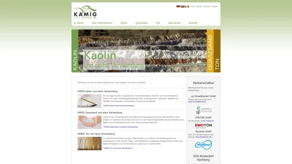 Website Screenshot: "KAMIG" - Österreichische Kaolin- und Montanindustrie, Aktiengesellschaft Nfg.Komm.Ges. - Date: 2023-06-23 12:04:31