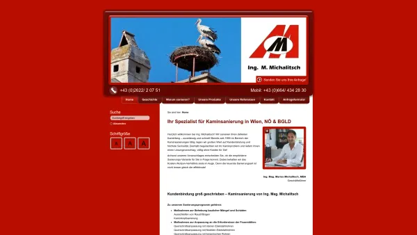 Website Screenshot: Kaminsanierung Ing. M. Michalitsch - Kaminsanierung | Wien | Niederösterreich | Burgenland - Michalitsch M Ing GesmbH - Date: 2023-06-15 16:02:34