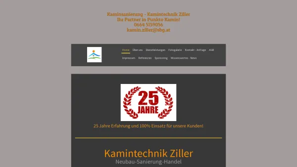Website Screenshot: Kaminsanierung-Kamintechnik Ziller 
Neubau-Sanierung-Handel - Home - kamintechnik-zillers Webseite! - Date: 2023-06-14 10:36:53
