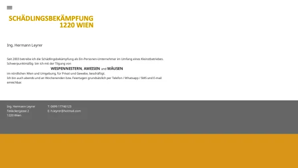 Website Screenshot: SCHÄDLINGSBEKÄMPFUNG 1220 Wien - -- - Schädlingsbekämpfung 1220 Wien / Wespennest entfernen - Date: 2023-06-23 12:04:34