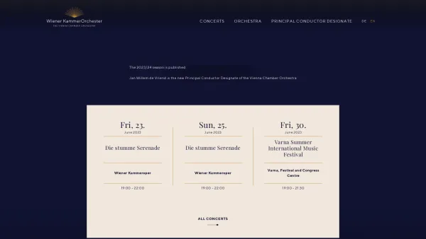 Website Screenshot: Künstlersekretariat BUCHMANN Gesellschaft Wiener KammerOrchester - Home - Wiener Kammerorchester - EN - Date: 2023-06-23 12:04:34