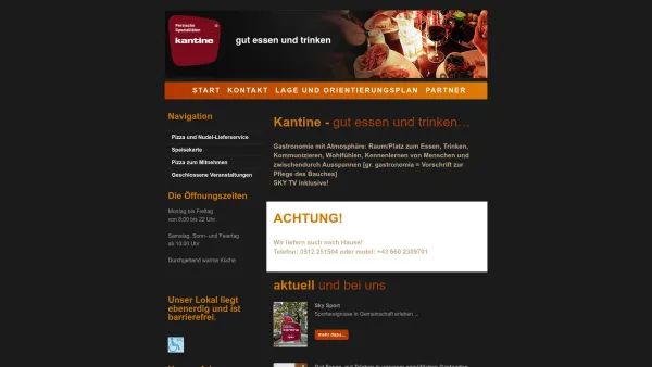 Website Screenshot: kantine.co.at - Start | Kantine, Gasthaus Innsbruck - Date: 2023-06-23 12:04:34