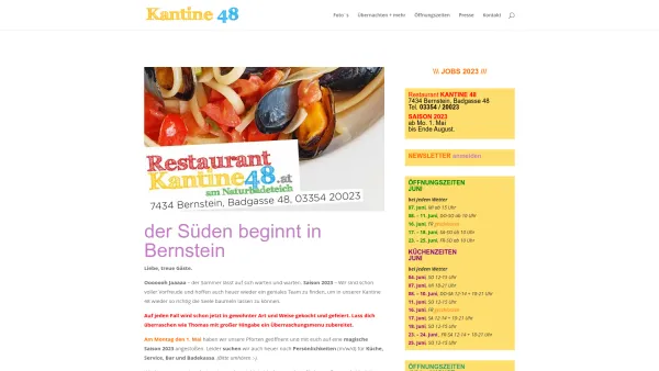 Website Screenshot: Kantine 48 - Kantine 48 – dein Restaurant am Naturbadeteich in Bernstein - Date: 2023-06-15 16:02:34