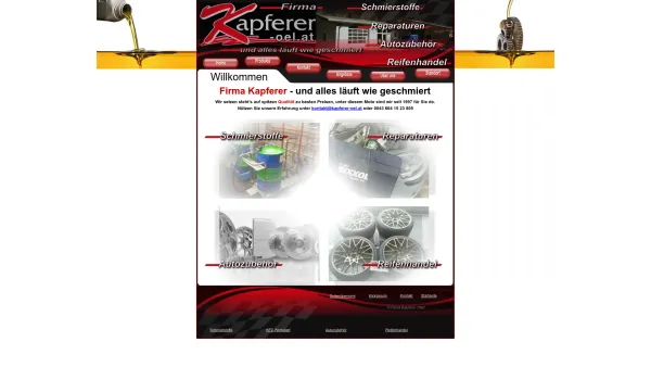 Website Screenshot: Kapferer Ölgrosshandel -Schmieröle -Schmierfett -Reinigungsmittel -Hochdruckreiniger -pneumatische Pumpen - Firma Kapferer-oel - Date: 2023-06-23 12:04:34