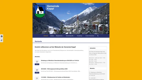 Website Screenshot: Gemeindeamt Gemeinde Kappl - Gemeinde Kappl - Date: 2023-06-23 12:04:34