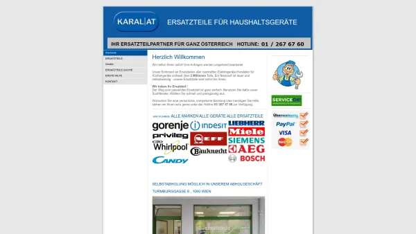 Website Screenshot: Walter Karal GmbH - KARAL. AT Herzlich Willkommen - Hausgeräte, Ersatzteile, Kundendienst für ganz Wien - Date: 2023-06-15 16:02:34
