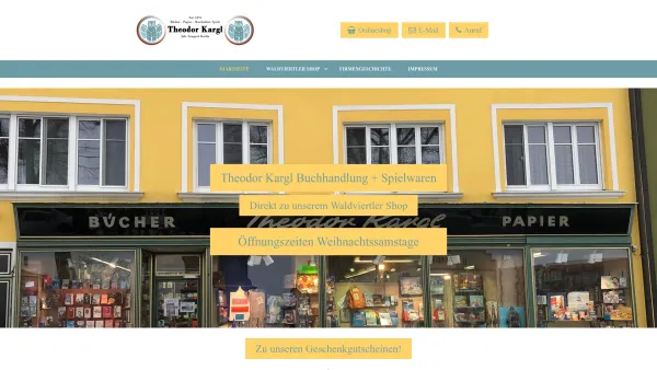 Website Screenshot: Theodor Kargl e.U. 
Buchhandlung Spielwaren - Startseite - Date: 2023-06-14 10:41:06