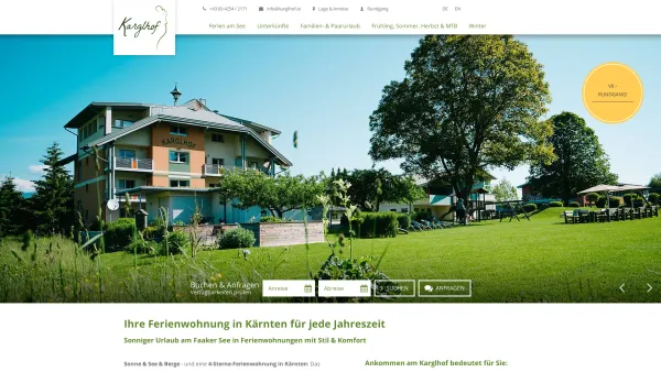 Website Screenshot: Ferienwohnungen & Bungalows am Faaker See in Kärnten Karglhof - Im Urlaubsparadies: Ferienwohnung Kärnten - Karglhof - Date: 2023-06-23 12:04:37