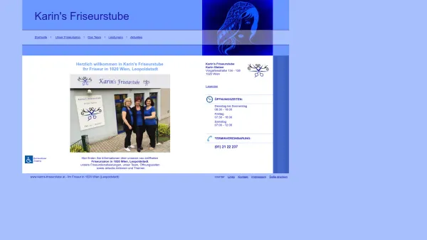 Website Screenshot: Karin' Friseurstube, Karin Stelzer - Friseur in Wien 2 (Leopoldstadt) - karins-friseurstube.at - Date: 2023-06-23 12:04:37