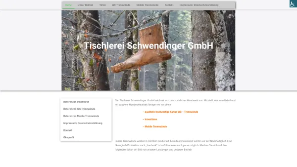 Website Screenshot: Karius Trennwände Tischlerei Schwendinger - Home - Tischlerei Schwendinger - Date: 2023-06-23 12:04:37