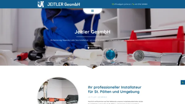 Website Screenshot: Firma Karl Jeitler Installateur Kanal u. Verstopfungsservice und Notdienst - Installateur Jeitler GesmbH in Sankt Pölten - Date: 2023-06-15 16:02:34